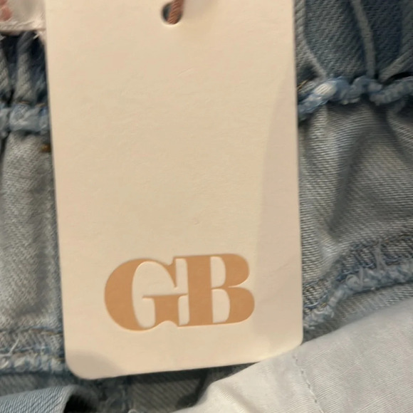 GB High Rise Elastic Waist Paper Bag Cuffed Light Wash Denim Shorts Size S - Picture 3 of 7